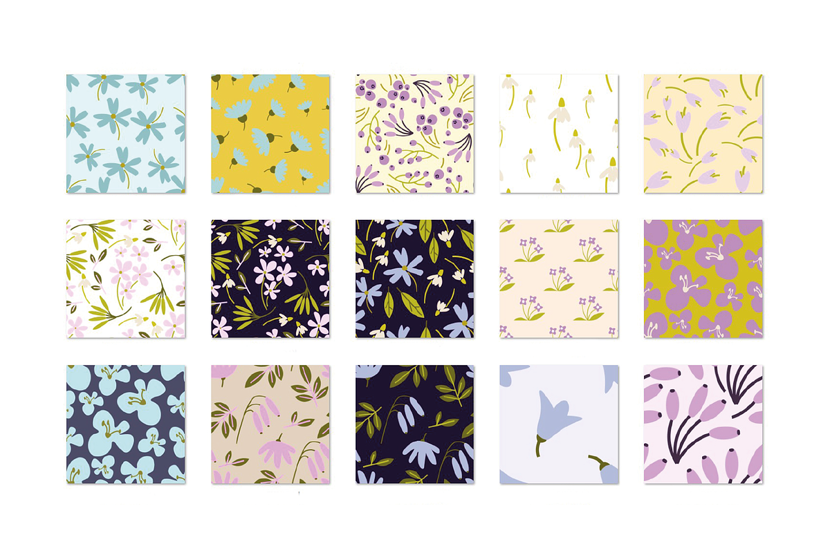 Naive Flower Pattern Bundle, a Pattern Graphic by Bonfloret Studio (Photo 5 of 16)