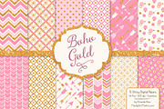 Pink Glitter Bohemian Digital Papers, a Pattern Graphic by Amanda Ilkov (Thumbnail 1 of 3)