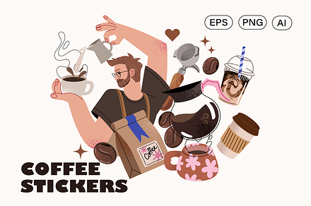 COFFEE stickers + patterns