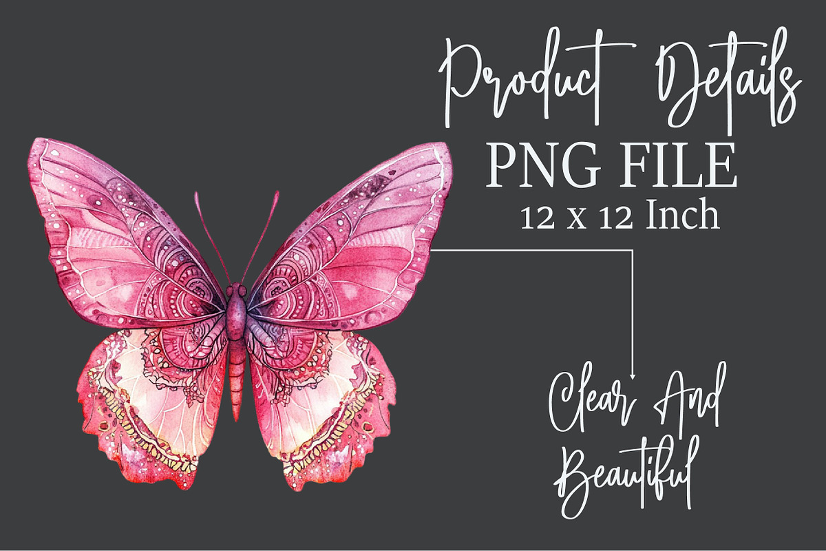 Pink Watercolor Butterflies Clipart, an Illustration by Rose Art (Photo 7 of 7)