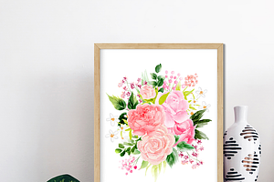 Pink Peony Rose Flower Clipart