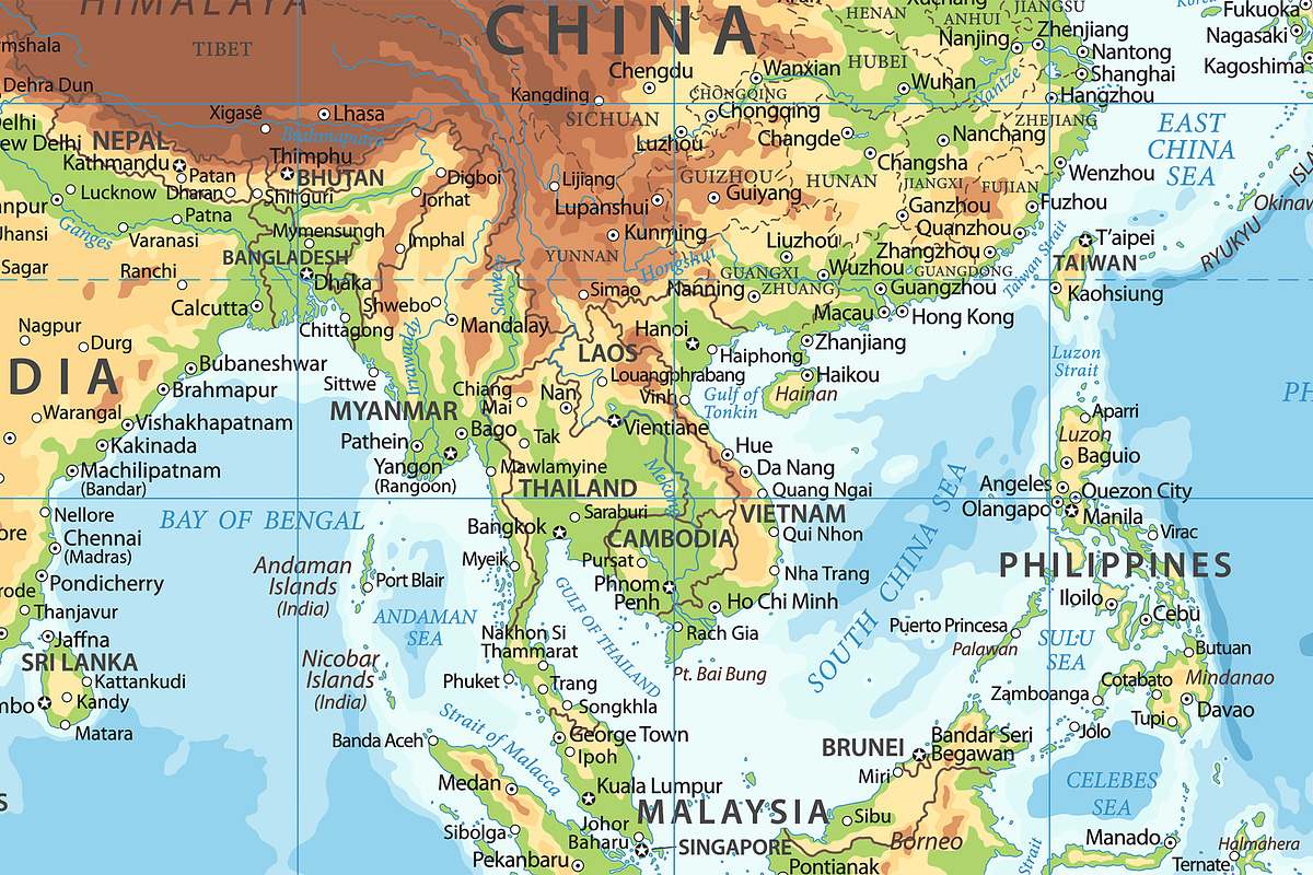 Physical World Map. Vector. Layered, an Education Illustration by ...