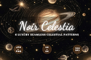 NOIR CELESTIA - SEAMLESS PATTERNS, a Pattern Graphic by LUSH Studio (Thumbnail 1 of 6)