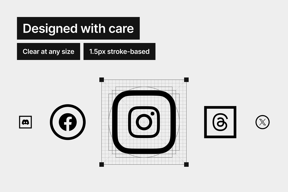 Social media - Medium - 152 icons, an Outline Icon by Pictomate (Photo 3 of 7)