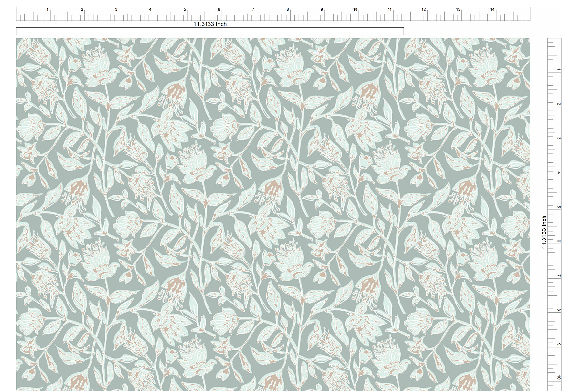 Block Print Floral Seamless Pattern, a Pattern Graphic by JESSIE BLOOM STUDIO (Photo 3 of 3)