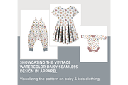 Vintage Watercolor Daisy Pattern, a Pattern Graphic by OwlAndFern (Thumbnail 3 of 13)