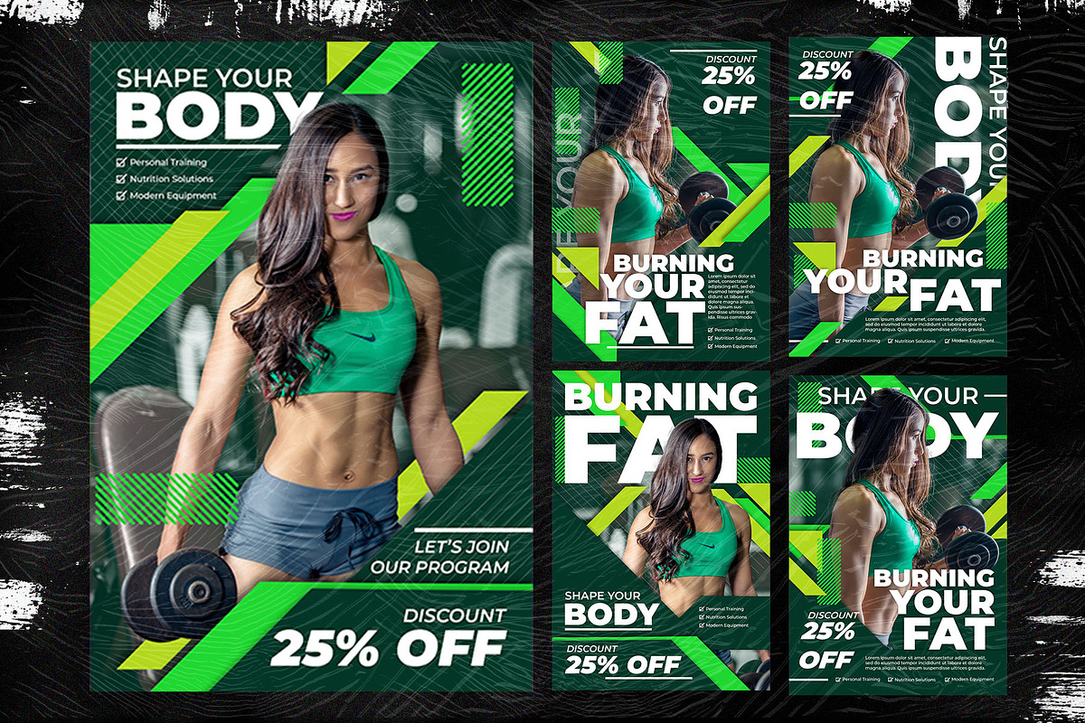 6 Gym Fitness Flyer - Photoshop, a Flyer Template by Azruca (Photo 2 of 4)