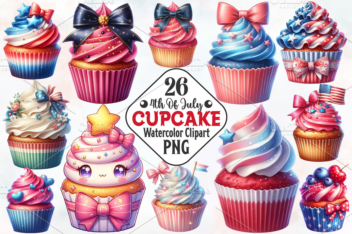 4th Of July Coquette Cupcake Sublima, a Seasonal Illustration by RobertsArt (Photo 1 of 7)