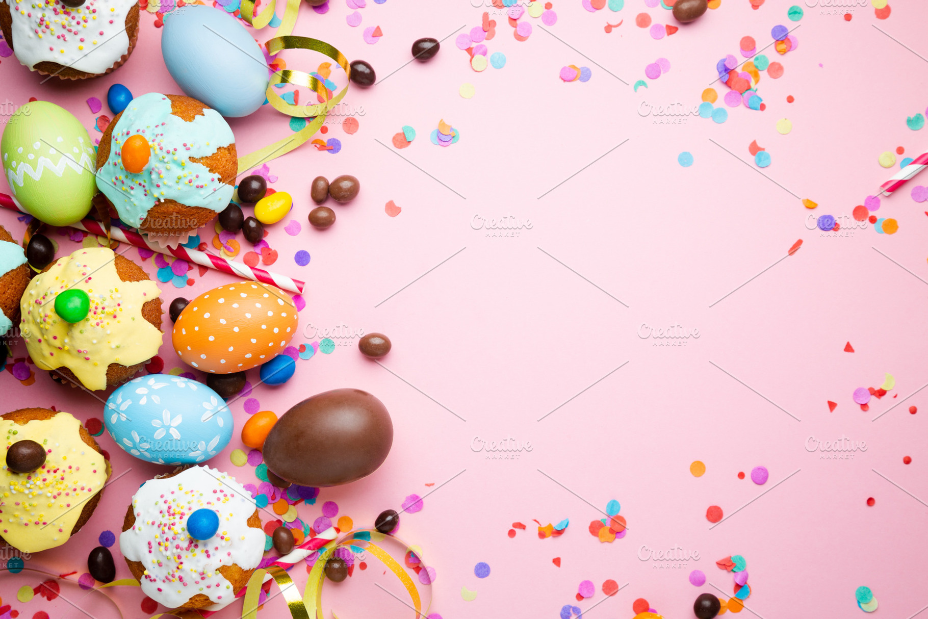 Sweet easter party background in pin, a Holiday Photo by asife