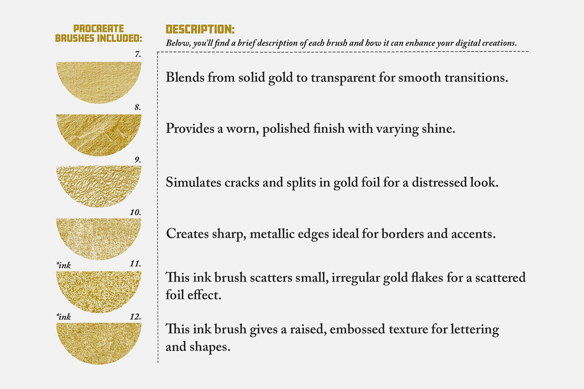 Gold & Glitter Procreate Brushes preview 3
