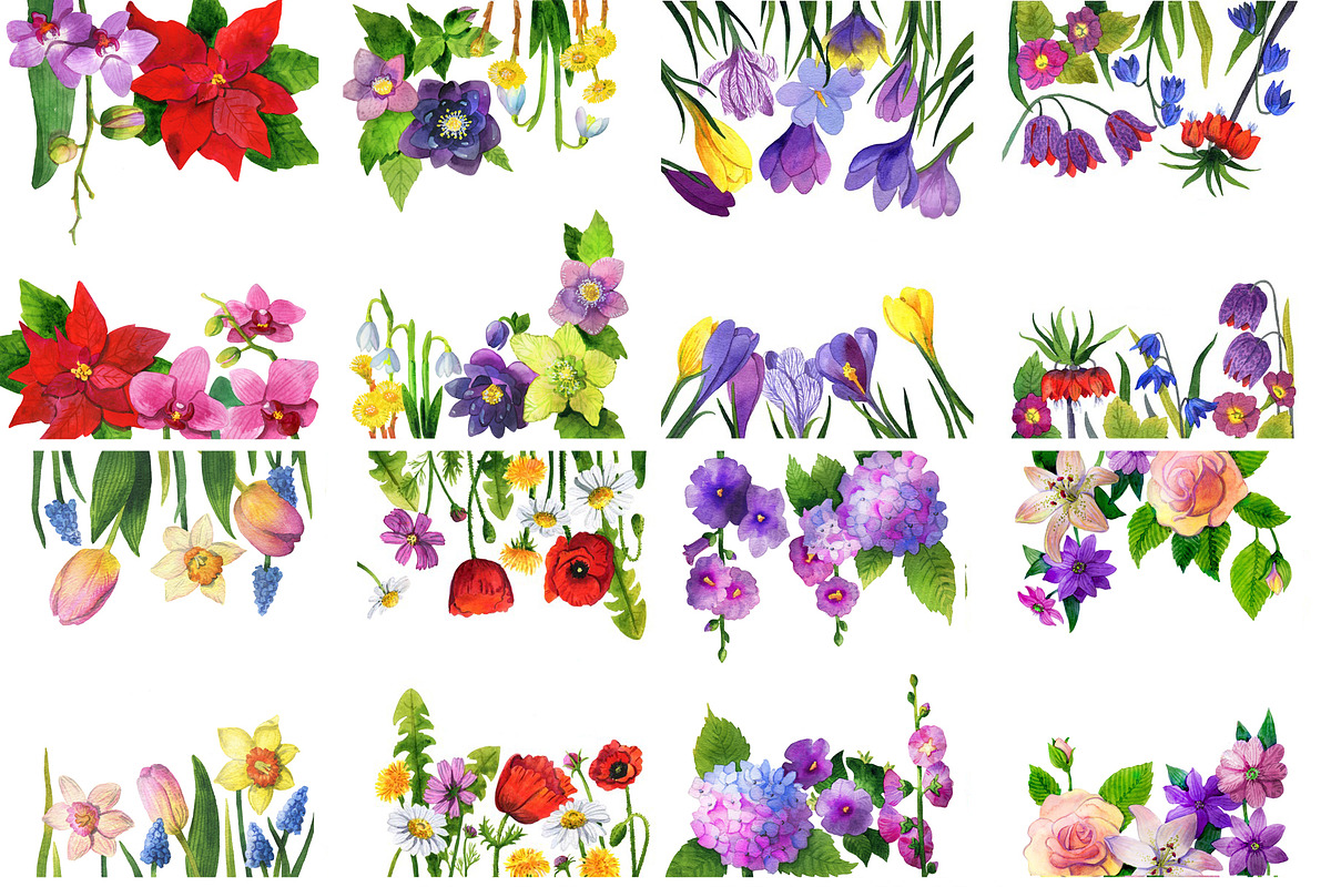 Card tamplates. Watercolor flowers., a Card Template by fiolika (Photo 2 of 4)