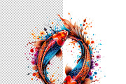 Two koi fish swimming in a circle., an Animal Illustration by yod67 (Thumbnail 6 of 9)