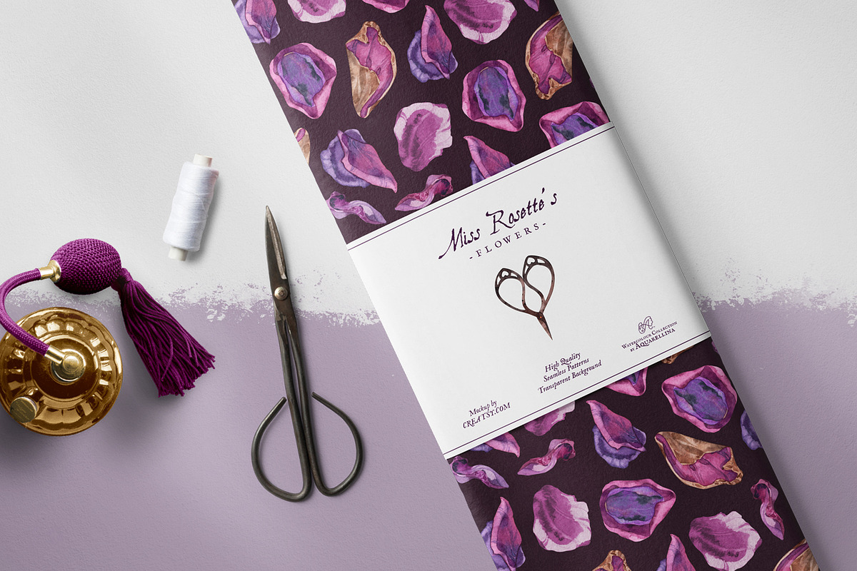 Purple Roses - Watercolour Clipart, a Decorative Illustration by Aquarellina (Photo 10 of 14)