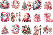 Vintage Pink Christmas Santa Clipart, an Illustration by Designking (Thumbnail 3 of 5)