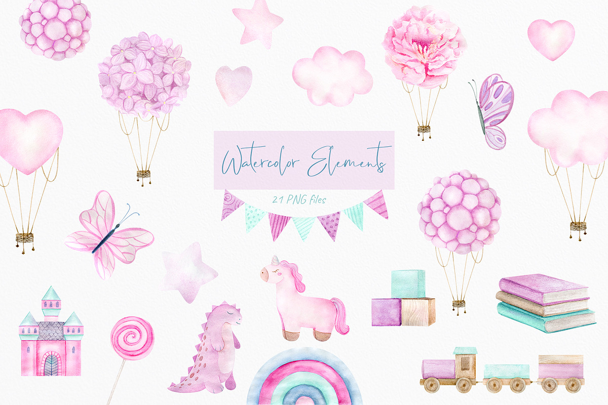 Girls Watercolor Collection, an Illustration by NataliArkushArt (Photo 3 of 15)