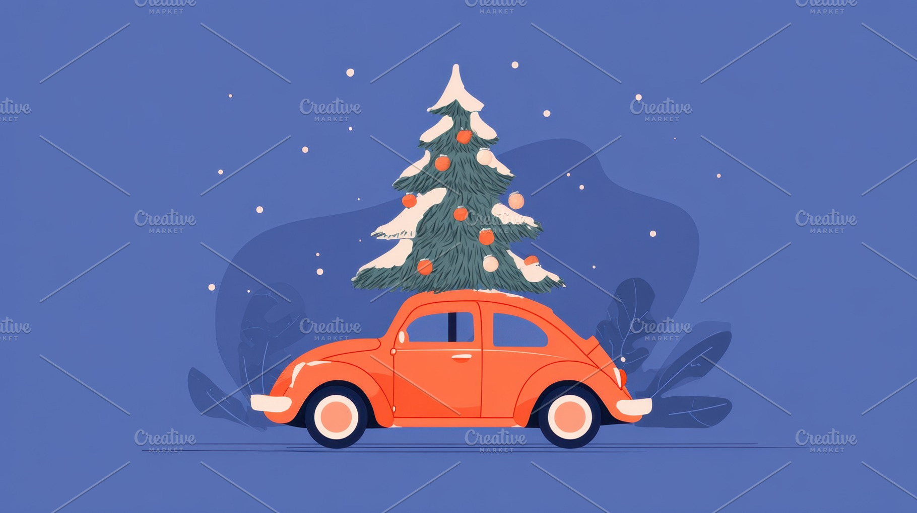 Classic car with Xmas tree, a Photo by Beautiful things