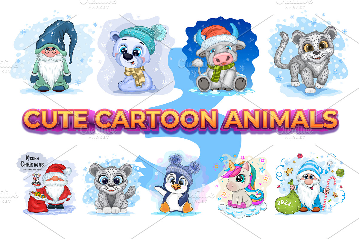 Set of cute cartoon characters_03, an Animal Illustration by KENO Mascots (Photo 1 of 10)
