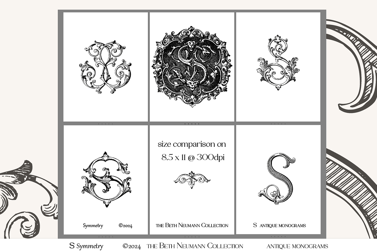 Antique Vintage Monogram Initial S, an Object Graphic by Antique Monograms (Photo 3 of 4)