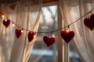 Hearts hang by the window, a Photo by Beautiful things