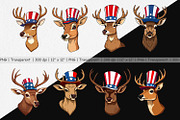 Deer Patriotic Clipart, a Graphic by Artnoy (Thumbnail 2 of 5)