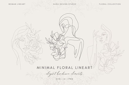 Minimal Floral Woman Lineart