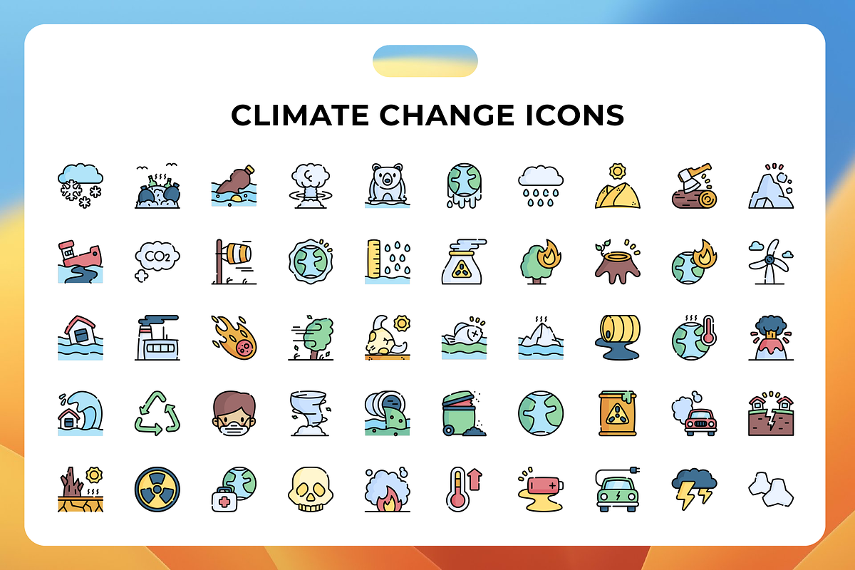 Climate Change Icons, a Duotone Icon by Wencory (Photo 1 of 3)