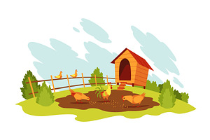 Chicken farm landscape, an Animal Illustration by Things for designers