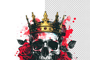 Skull wearing a crown with red rose., a Person Illustration by yod67 (Thumbnail 2 of 7)