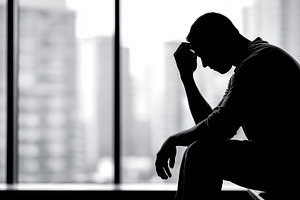 Silhouette of a man sitting indoors, a Person Photo by MistyDay
