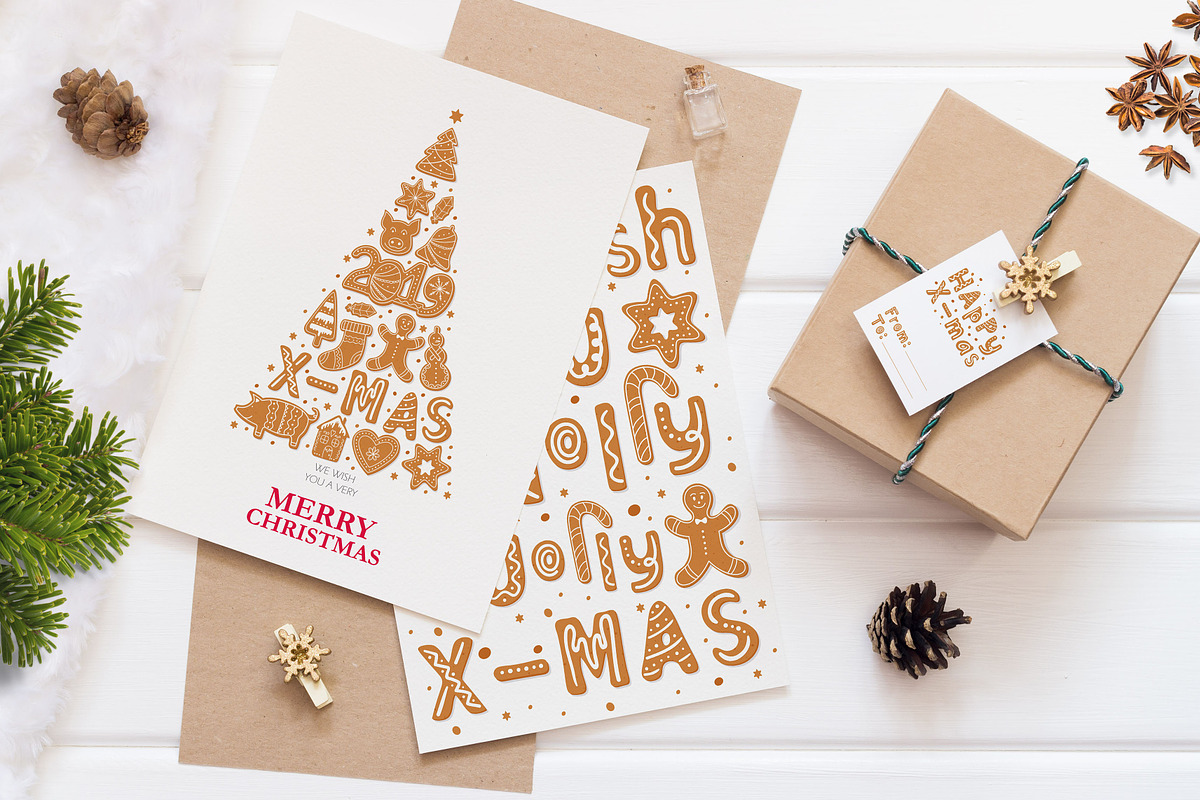 Gingerbread Christmas color SVG font preview 3
