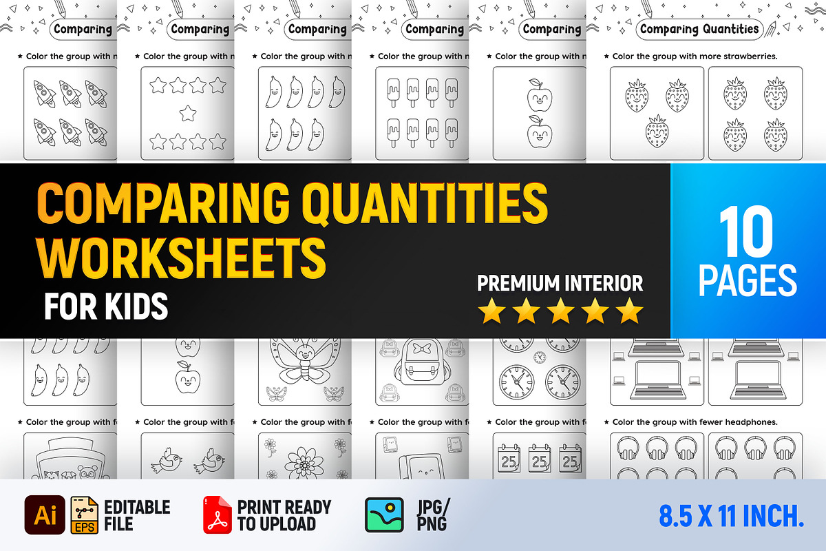 Comparing Quantities Worksheets, a Templates & Theme by Book2bees