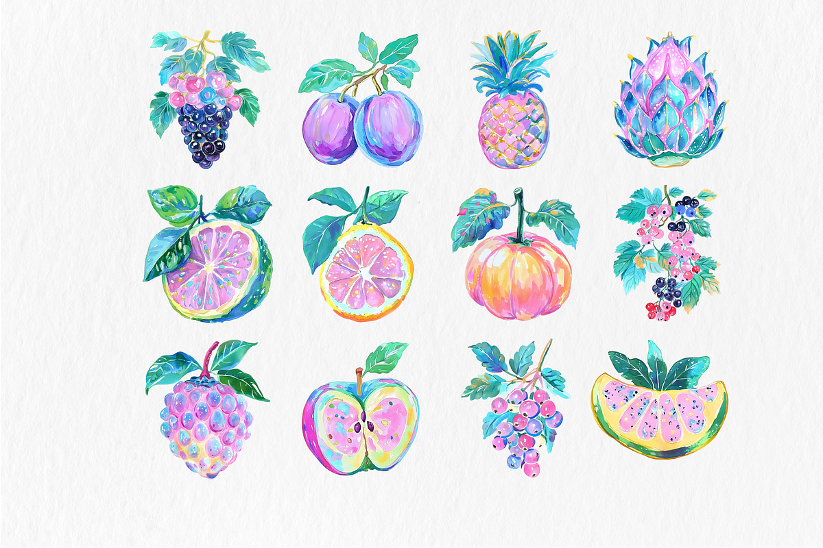 Fruit watercolor clipart set, an Illustration by Libby Wishes (Photo 4 of 5)