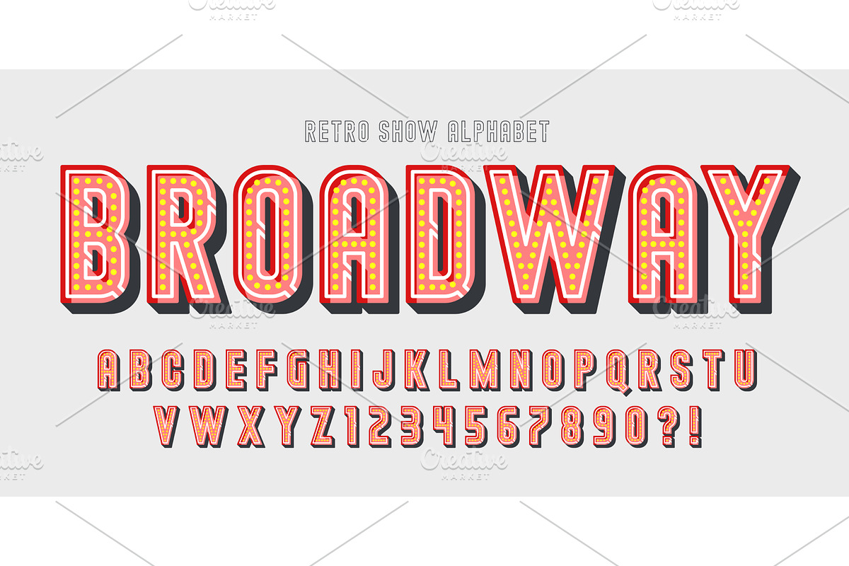 Retro marquee show alphabet design, an Illustration by RevelStockart