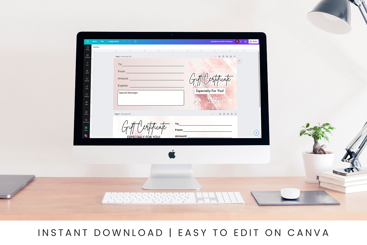Rosegold Printable Gift Card, a Design Template by Snapybiz (Photo 5 of 9)