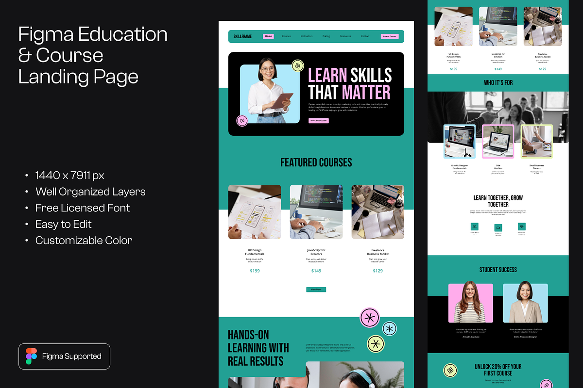 Figma Course Landing Page, a Landing Page Template by Musara (Photo 1 of 5)