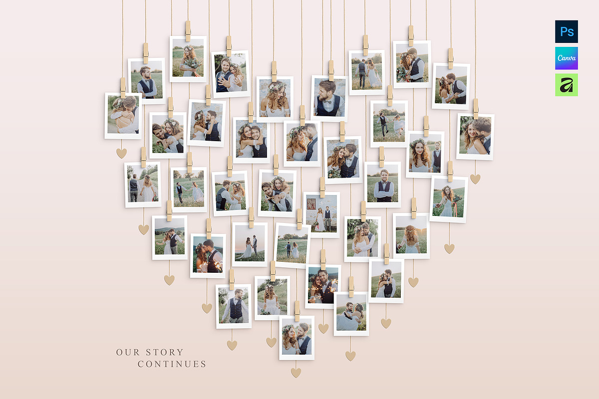 Love Heart Photo Collage Template, a Social Media Template by DesignerCandies (Photo 1 of 5)