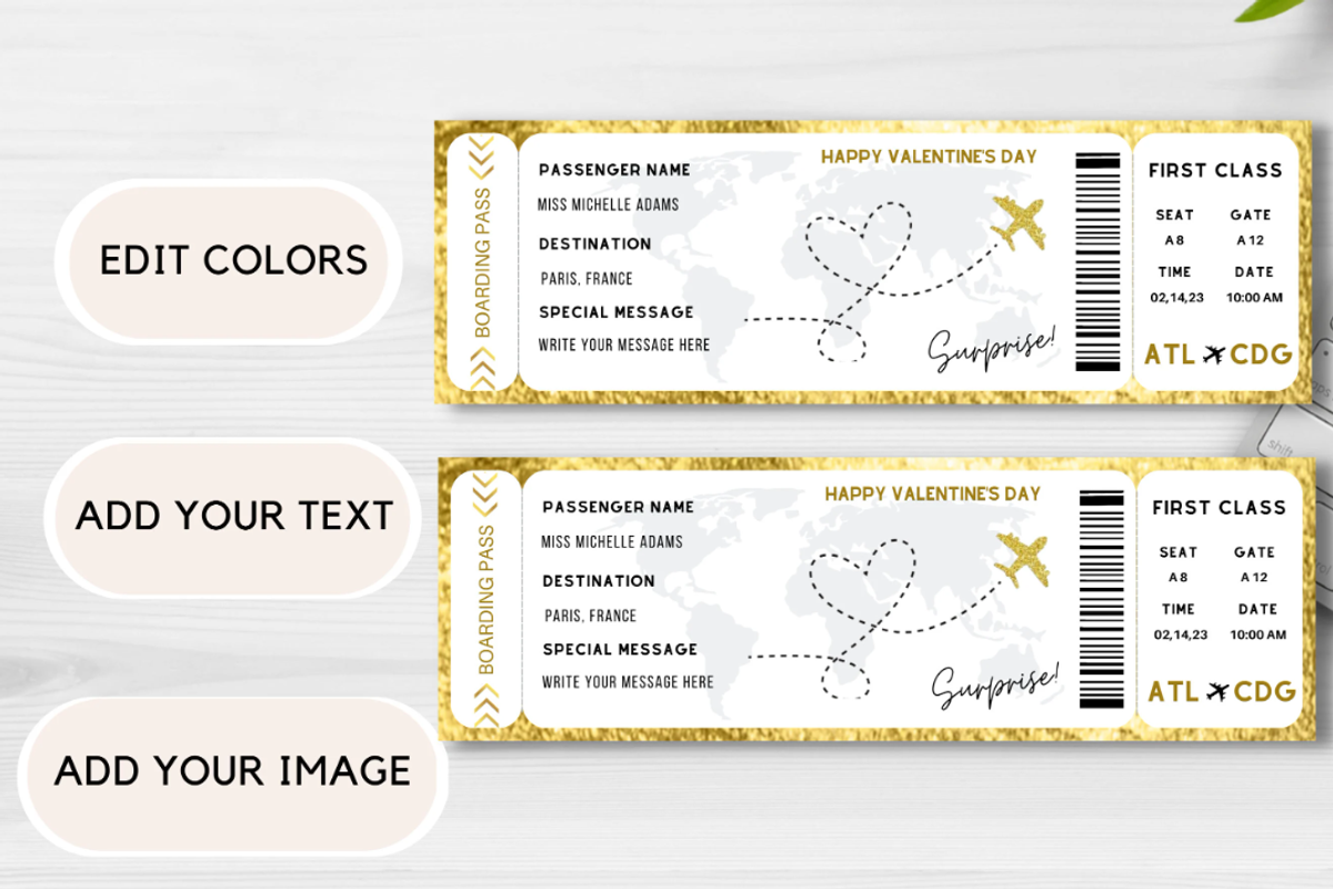 Boarding Pass for Valentine's Day, a Card Template by YasdeyDesigns (Photo 8 of 9)