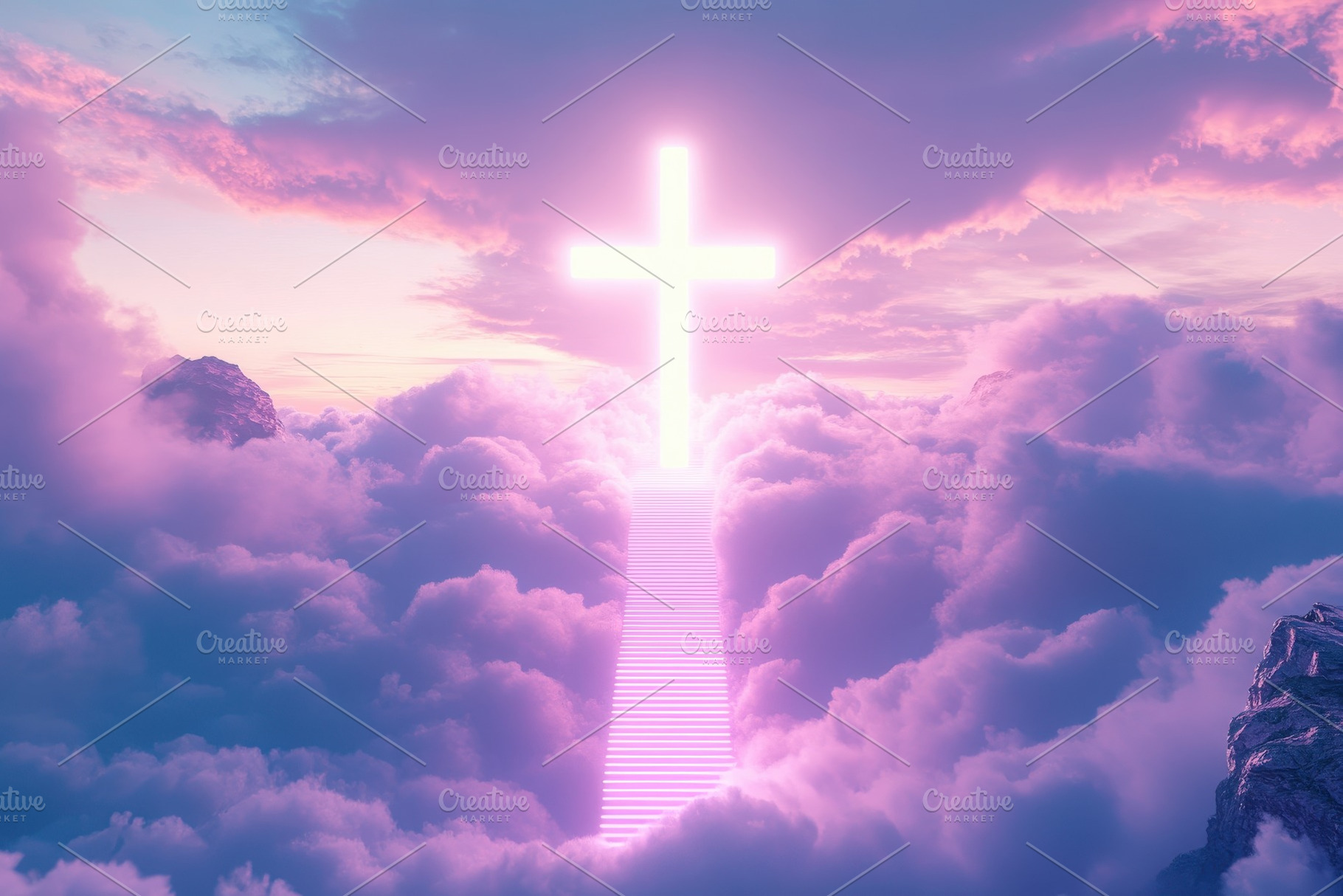 Luminous cross illuminates ascending, a Photo by Pavel_design