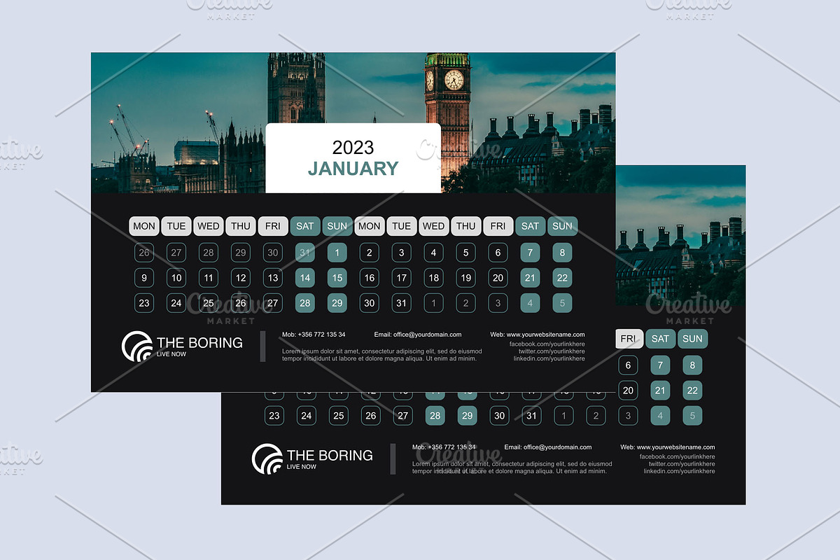 Calendar 2023 Template 20 - Monday, a Templates & Theme by Florin Chitic (Photo 2 of 2)