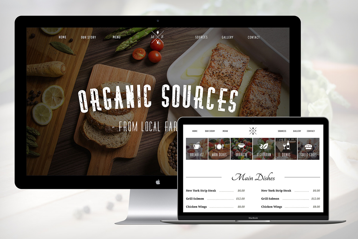 Restaurant PSD & Muse Template, a Device Mockup by Michael Eleder Templates (Photo 2 of 5)