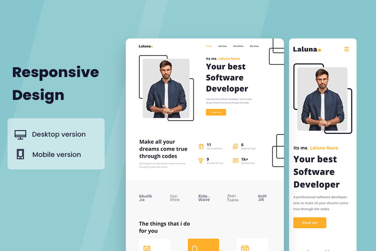 Software Developer Web Design, a Wireframe Template by INSPR STD (Photo 3 of 6)