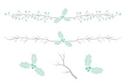 Mint Holly Wreath Clipart & Papers, an Illustration by Amanda Ilkov (Thumbnail 5 of 5)
