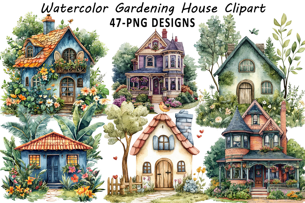 Watercolor Gardening House Clipart, an Illustration by Daily.Designs (Photo 1 of 8)