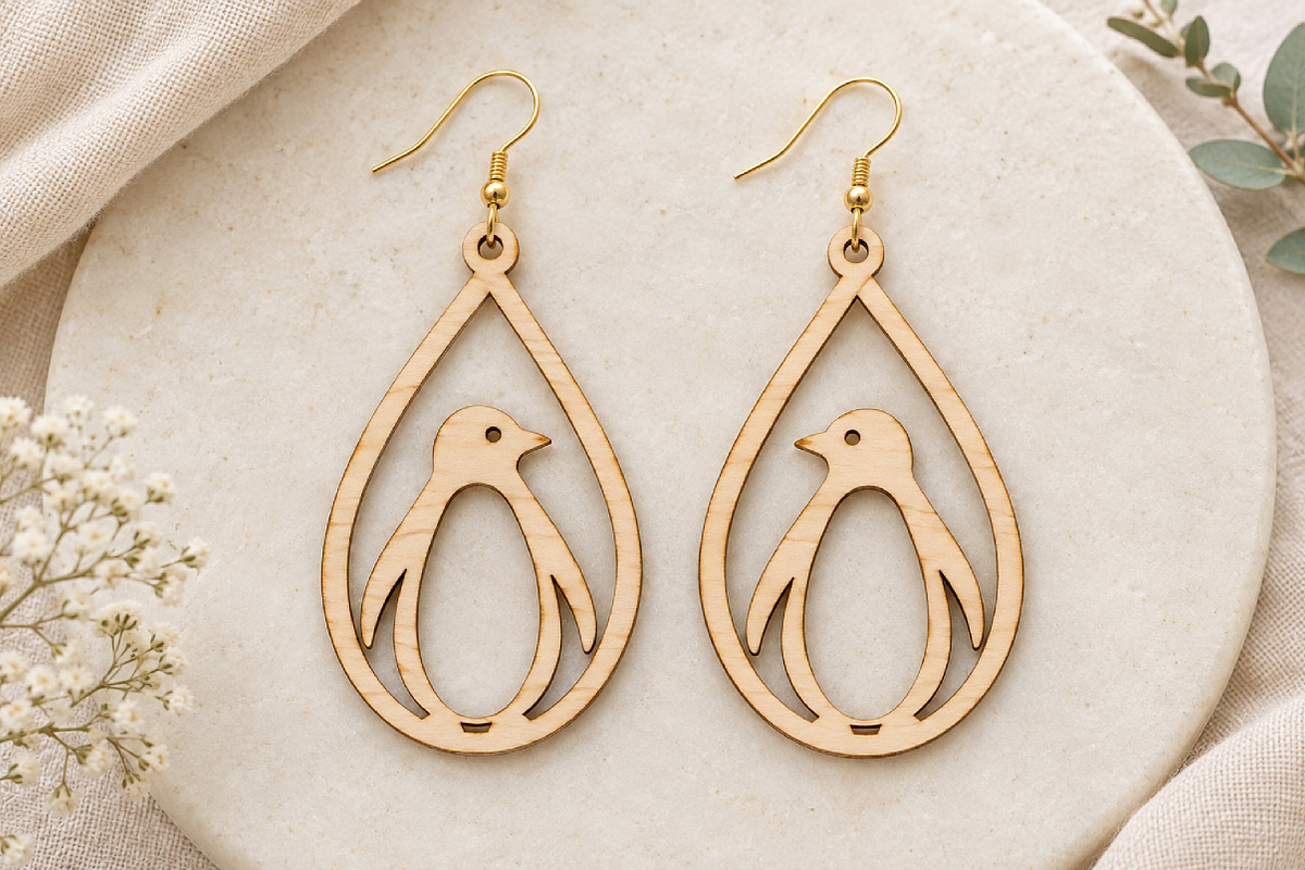 Penguin Earrings Laser Cut SVG, an Object Graphic by Canvas Craft (Photo 3 of 3)