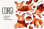 Corgi watercolor set, an Animal Illustration by Ekaterina Goncharova (Thumbnail 1 of 10)