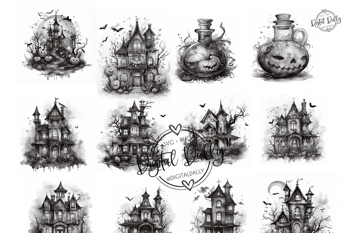 Haunted Halloween Procreate Stamps, a Brush Add-On by Papaya (Photo 2 of 5)
