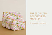 Three Quilted Pouches PSD MOCKUP, a Packaging Mockup by jenartstudio (Thumbnail 2 of 2)