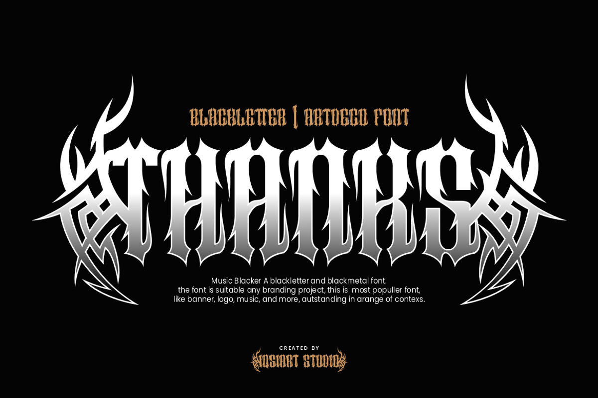 Music Blacker - Gothic Font, a Blackletter Font by Iqsiart Studio (Photo 11 of 11)