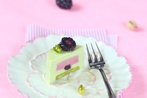 Pistachio Blackberry Mousse Cake
