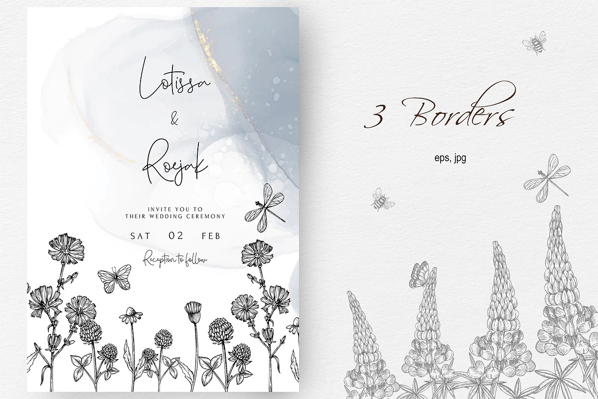 WILDFLOWERS Hand-drawn Line Art, a Seasonal Illustration by Navenzeles (Photo 7 of 13)